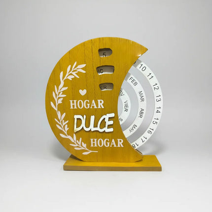 Calendario Eterno En Español Giratorio De Madera Dulce Hogar