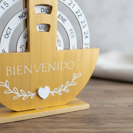 Calendario Eterno En Español Giratorio De Madera Circular