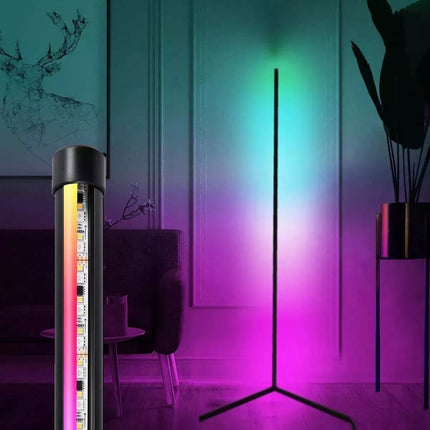 Lampara De Esquina Pie Usb Luces Led Rgb Ambiente 120cm Rgb Negro
