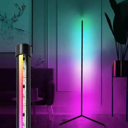 Lampara De Esquina Pie Usb Luces Led Rgb Ambiente 120cm Rgb Negro