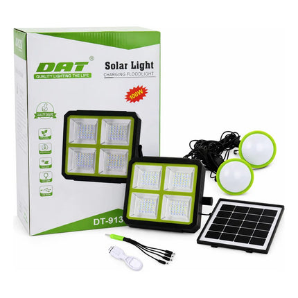 Kit Solar Portátil, Reflector Led, Ampolleta Negro