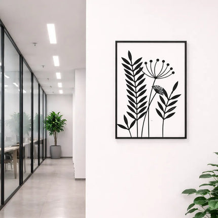 Cuadro De Metálico 40 X 58 Cm Estilo Botánico Negro