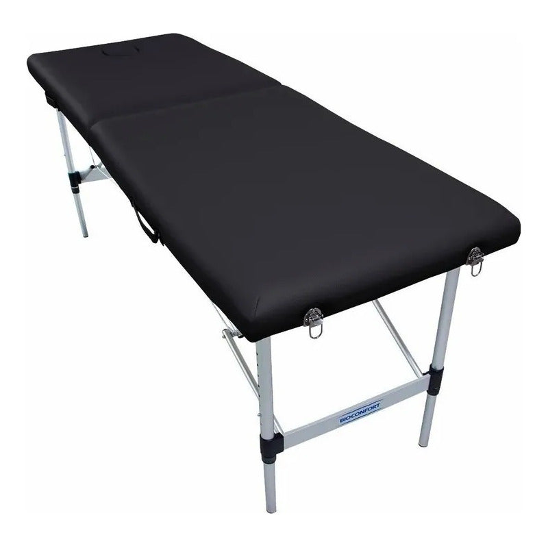 Camilla Masaje Aluminio 2 Cuerpos Plegable Portatil Maleta Negro