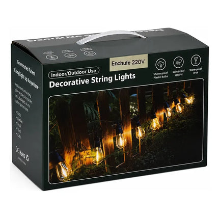 Guirnalda De Luces 10 Ampolletas Led 220v Negro