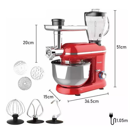 Licuadora Moledora (3 En 1) Batidora 1050 W Rojo