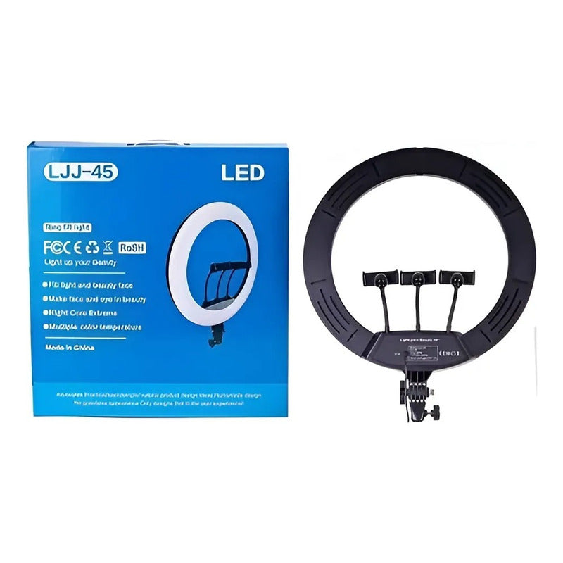 Aro De Luz Profesional De 45 Cm + Tripode 2.1m Blanco Frío Negro Blanco Frío