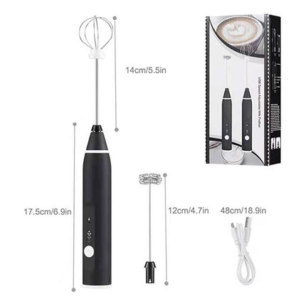 Mini Batidor Revolvedor De Café Y Espuma Leche Recargable Color Negro-228094-262242 B45