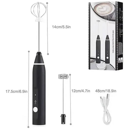 Mini Batidor Revolvedor De Café Y Espuma Leche Recargable Color Negro-228094-262242 B45