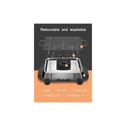 Parrilla Eléctrica Ba Ba Le De 2000w Antiadherente, Con Control De Temperatura Y Bandeja De Goteo Negro