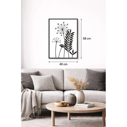 Cuadro Decorativo De Pared Diseño Plantas 40x58cm Negro