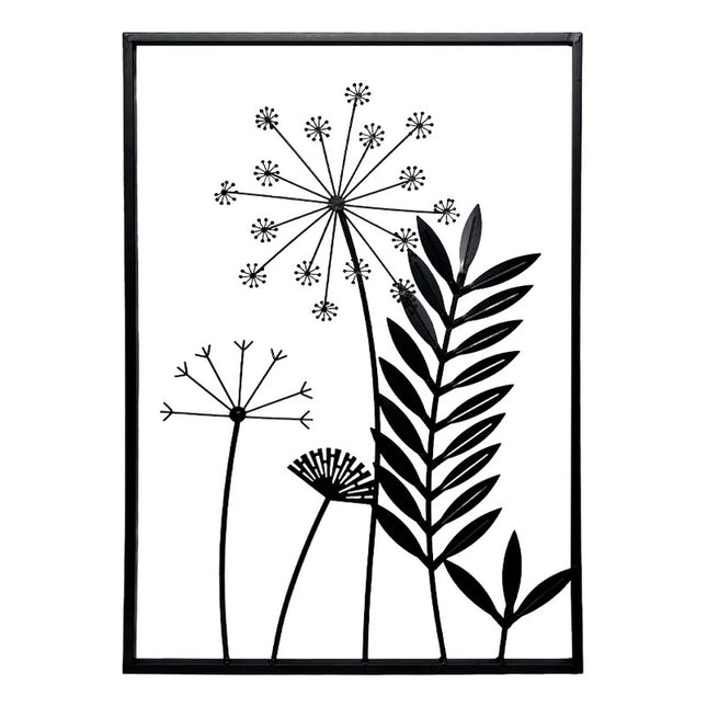 Cuadro Decorativo De Pared Diseño Plantas 40x58cm Negro