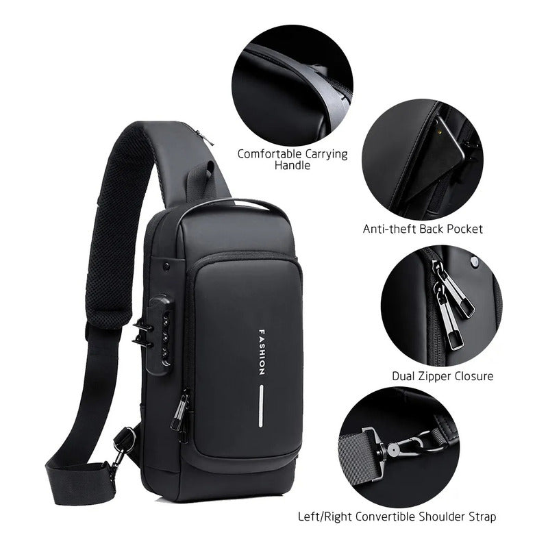 Bolso Cruzado Bandolera Banano Antirrobo Impermeable Negro Negro