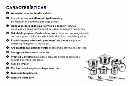 Juego De Ollas Acero Inoxidable 15 Piezas Sa Star Con Tapas Plateado
