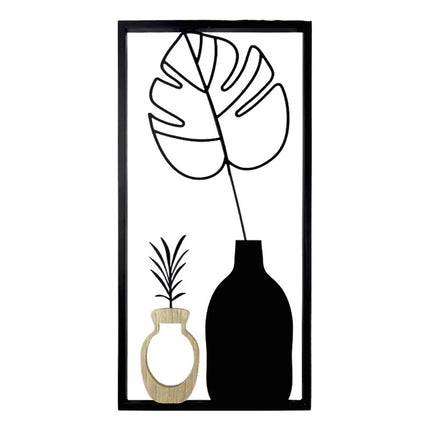 Cuadro Decorativo Metálico Y De Mdf, 50 X 25 Cms Negro