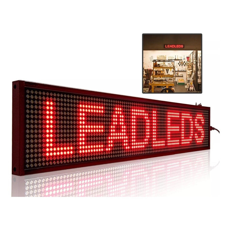 (pack 2) Letrero Led Texto Programable Rojo 130x20 Cm Wifi Rojo