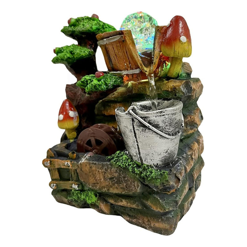 Fuente De Agua Decorativa Con Bola De Cristal Y Hongos Café