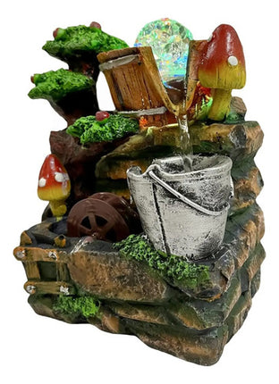 Fuente De Agua Decorativa Con Bola De Cristal Y Hongos Café