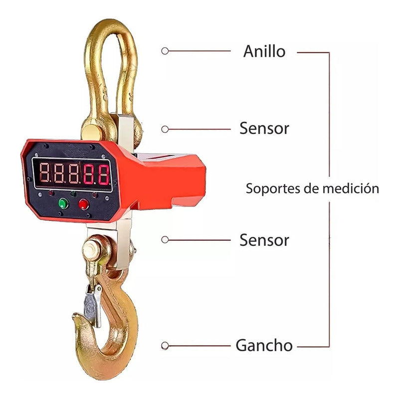 Balanza Romana Digital 5 Toneladas Gancho Con Control Remoto Naranja