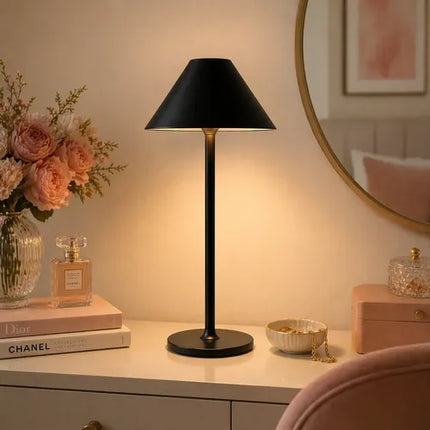 Lámpara De Mesa Recargable Negra 30 Cm Usb Negro