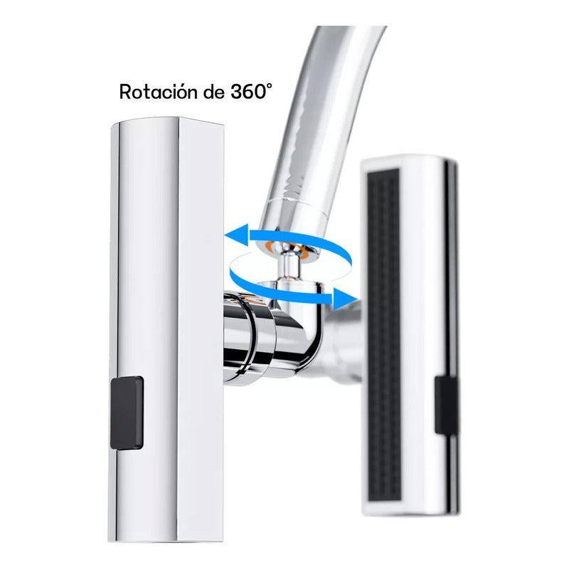 Llave Para Cocina Y Baño Adaptador Lavaplatos 3 Modos Plateado