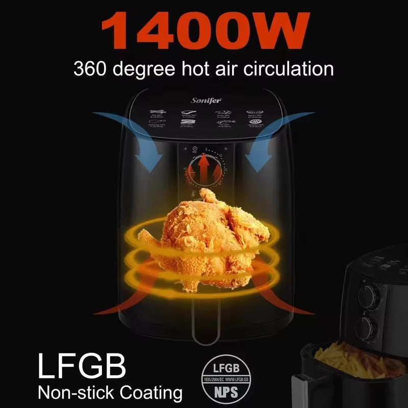 Freidora De Aire Digital 1400w 4.2l Color Negro Sf-1011 Negro