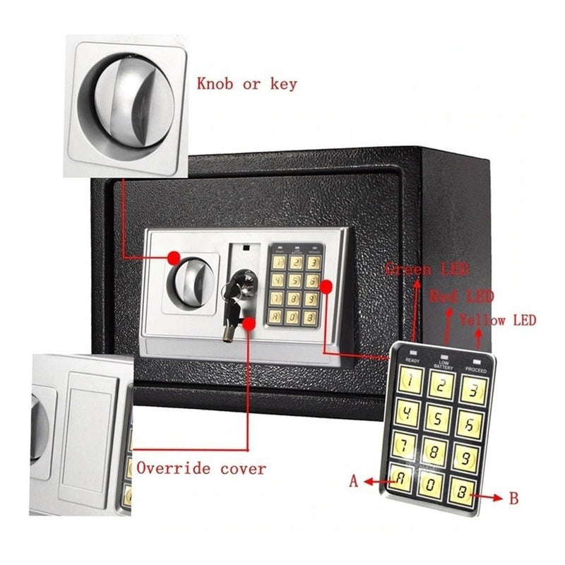 Caja Fuerte Digital Seguridad Con Llaves 31x20x20cm