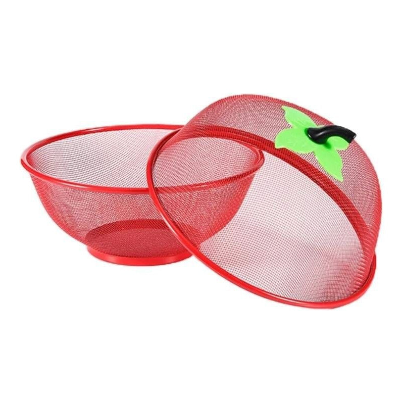 Canasto Frutero Con Tapa 32 Cm Plegable Y Con Asa Plástica Rojo