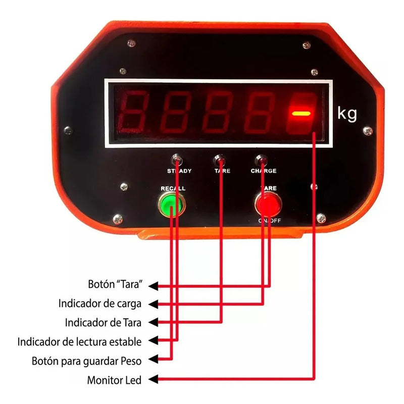 Balanza Romana Digital 10 Toneladas Con Control Remoto Naranja
