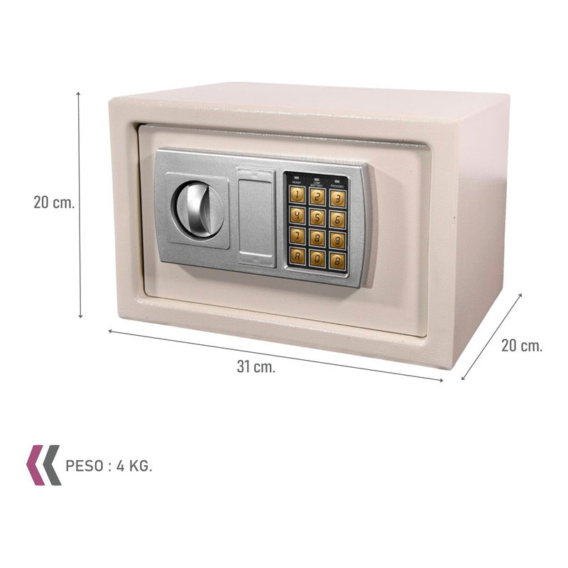 Caja Fuerte Digital Seguridad Con Llaves 31x20x20cm