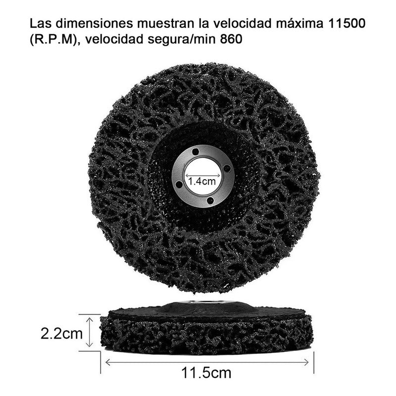 Disco Pulir Removedor Pintura Oxido 4 1/2 115mm Esmeril Color Negro - Drp115e