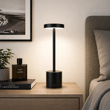 Lámpara Escritorio Inalámbrica Recargable Metal Con Led Negro