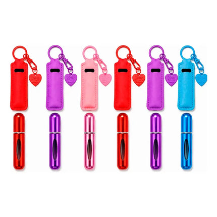 Pack 6 Atomizadores Recargables Para Perfume + 6 Estuches Rosa