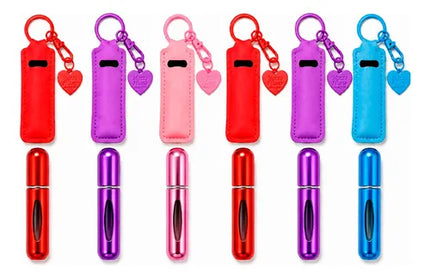Pack 6 Atomizadores Recargables Para Perfume + 6 Estuches Rosa