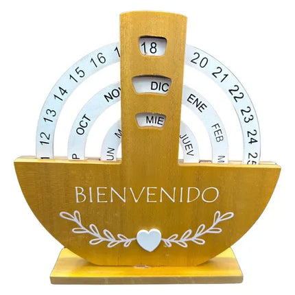 Calendario Eterno En Español Giratorio De Madera Circular