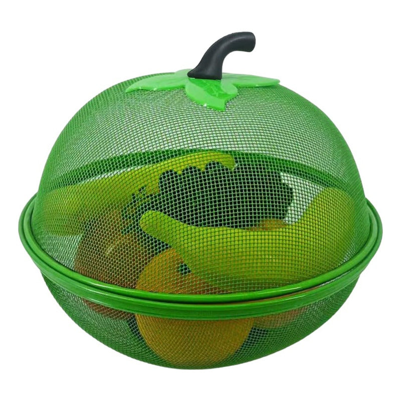 Canasto Frutero Con Tapa 32 Cm Plegable Y Con Asa Plástica Verde