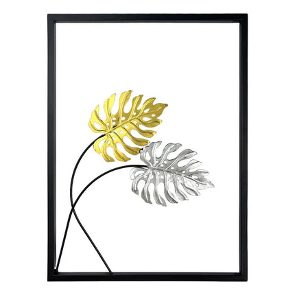Cuadro Decorativo 40x26cm Pared Hojas Tropicales Negro