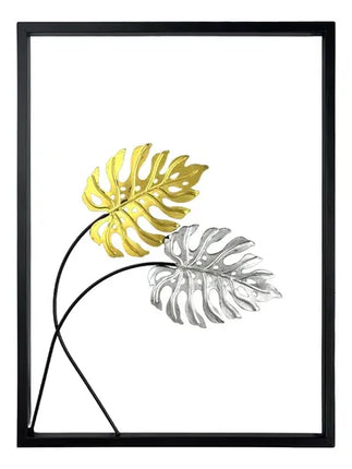 Cuadro Decorativo 40x26cm Pared Hojas Tropicales Negro