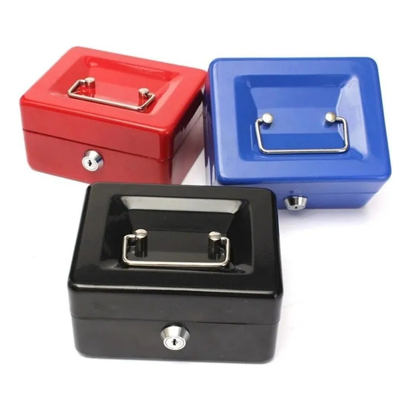 Caja Fuerte Metálica Con Llave Para Dinero 25x20cm Azul