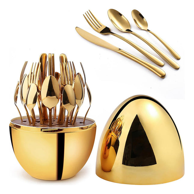 Set De 24 Cubiertos Organizador De Lujo Huevo Colores