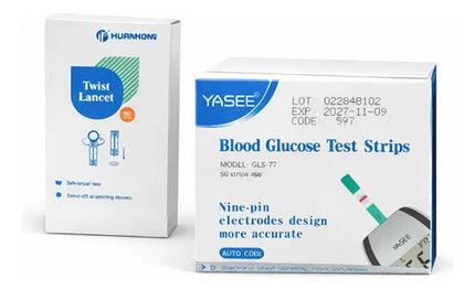 50 Kit Tiras Reactivas + 50 Lancetas Para Glucosa Blanco