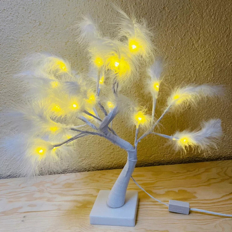 Árbol Led De Plumas - Blanco - Luz Cálida - 220v
