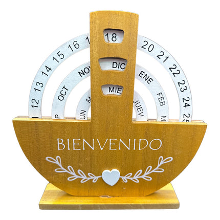 Calendario Eterno En Español Giratorio De Madera Circular