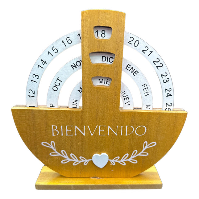 Calendario Eterno En Español Giratorio De Madera Circular