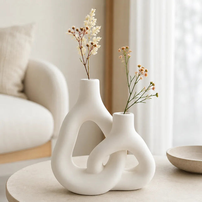 Florero De Cerámica De Estilo Nórdico Blanco