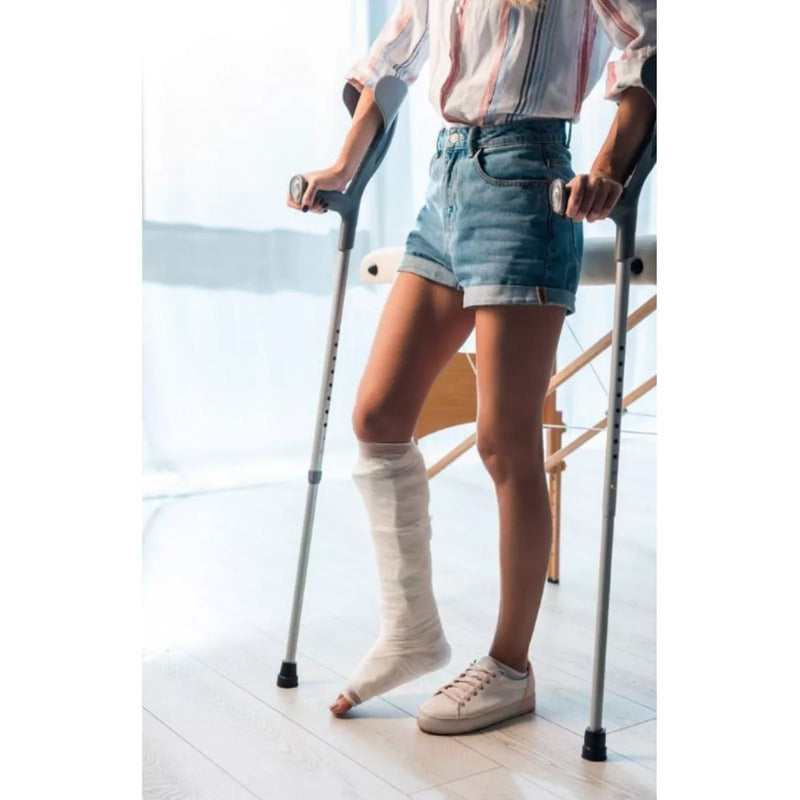 2 Bastón Muleta Canadiense Regulable En Altura Color Plateado