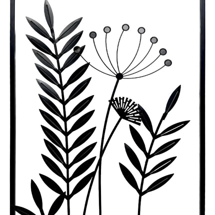 Cuadro De Metálico 40 X 58 Cm Estilo Botánico Negro