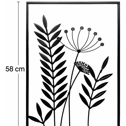 Cuadro De Metálico 40 X 58 Cm Estilo Botánico Negro